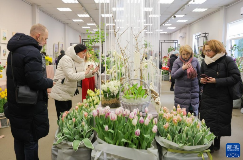 圣彼得堡举办鲜花展迎接妇女节